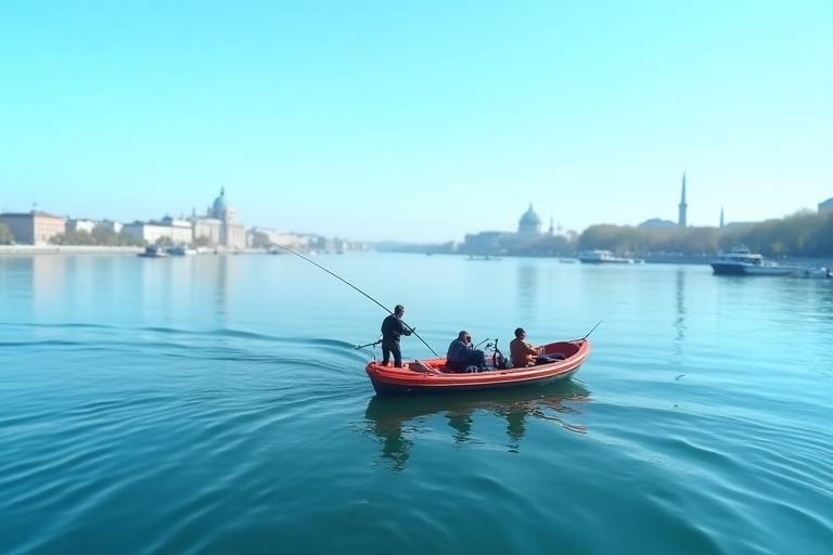 Angelguide auf einem Boot in Wien